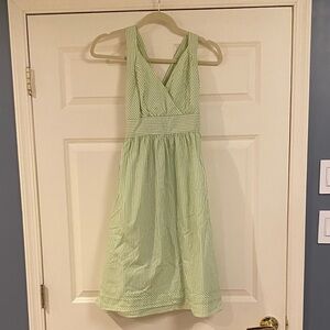A.P.N.Y. Light Green Striped V-Neck Summer Dress